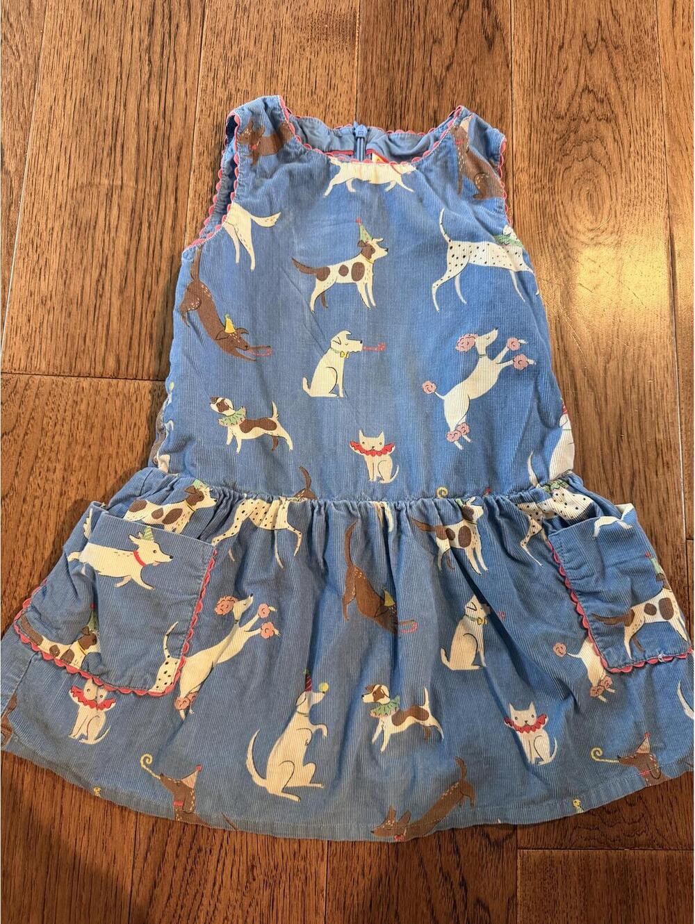 Mini Boden Blue Dog Print Sleeveless Dress